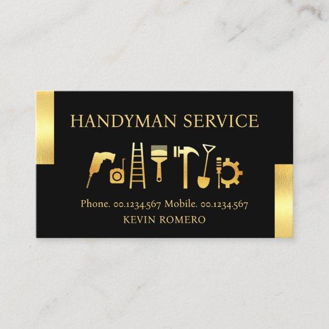 Handyman Tools With Gold Tabs Business Card (Front)