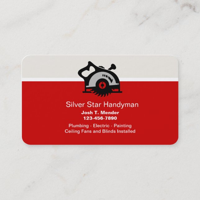 Handyman Two Side Business Cards (Back)
