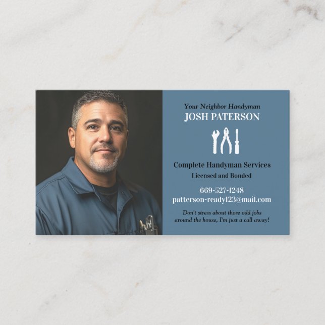 Handyman with Photo Business Card (Front)