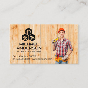 Handyman with Tool Belt   Home Repairs Business Card
