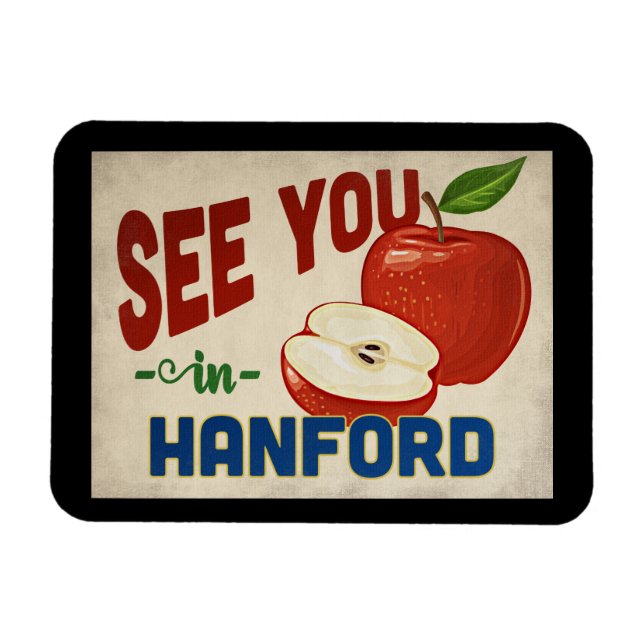Hanford California Apple - Vintage Travel Magnet (Horizontal)