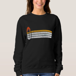 Hang 10 Retro Sunset Surfboard Palm Tree Distresse Sweatshirt