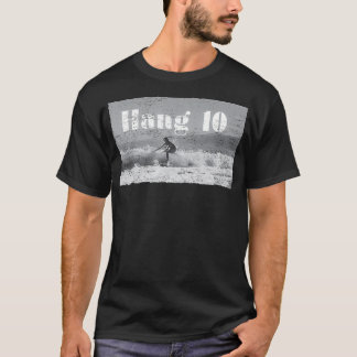 Hang 10 Surfer Riding Wave Retro Distressed T-Shirt