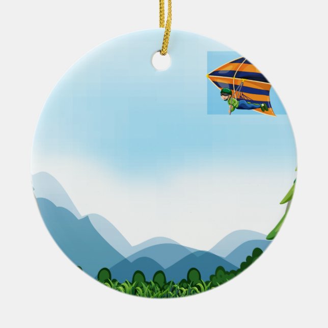 Hang gliding ceramic ornament (Front)