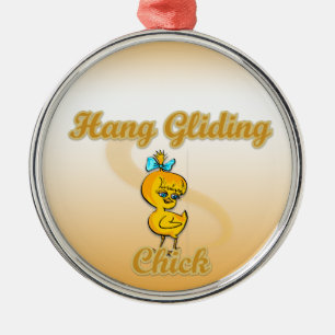 Hang Gliding Chick Metal Ornament