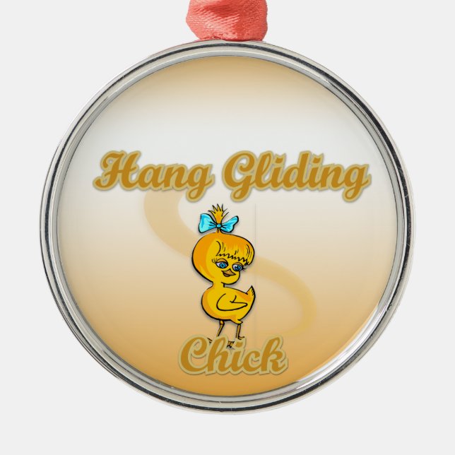Hang Gliding Chick Metal Ornament (Front)