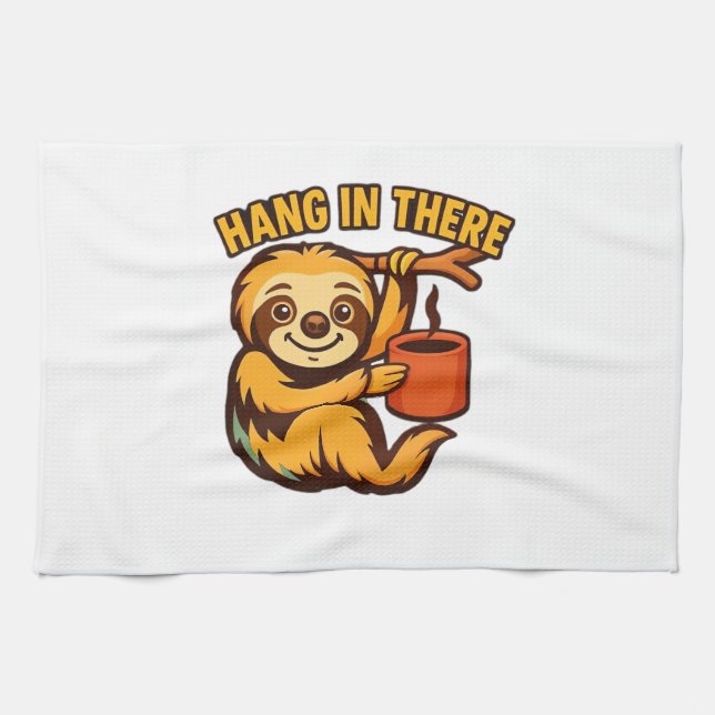 Hang in there baby sloth Classic T-Shirt Kitchen Towel (Horizontal)