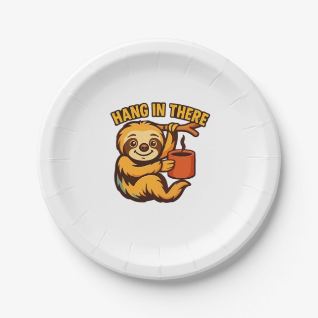 Hang in there baby sloth Classic T-Shirt Paper Plate (Front)