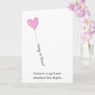 Hang in there! - Beat Cancer - Cute Pink Balloon Card