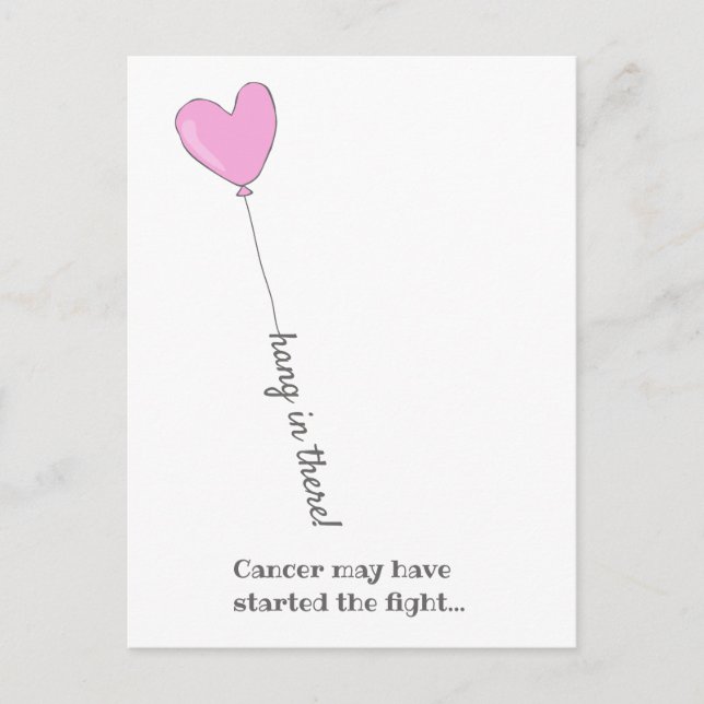 Hang in there! - Beat Cancer -  Cute Pink Balloon Postcard (Front)