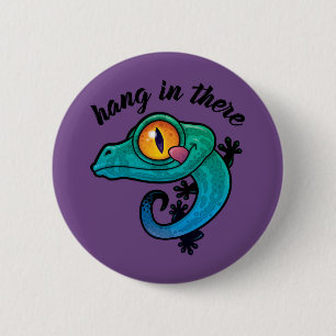 Hang In There Colorful Gecko 2 Inch Round Button