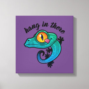 Hang In There Colourful Gecko Canvas Print