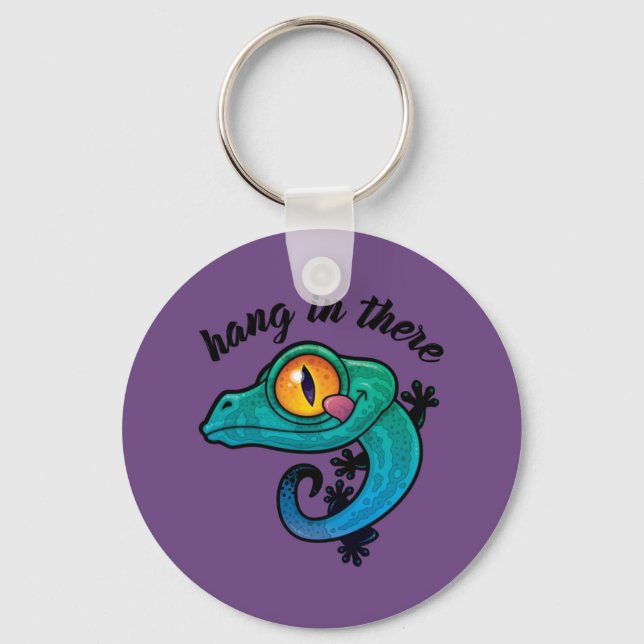 Hang In There Colourful Gecko Keychain (Front)