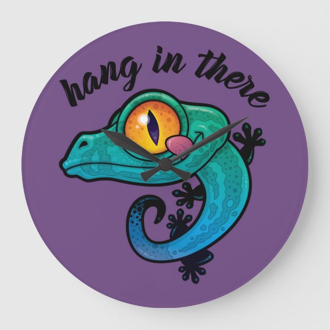 Hang In There Colourful Gecko Large Clock (Front)