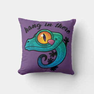 Hang In There Colourful Gecko Throw Pillow
