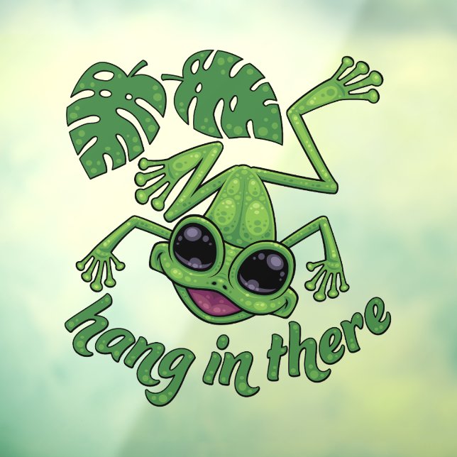 Hang In There Happy Green Tree Frog Window Cling (Sheet 3)
