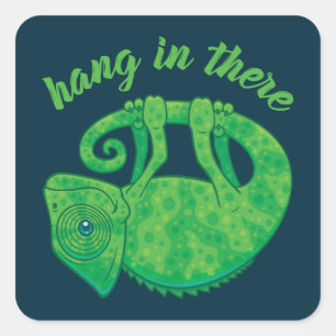 Hang In There Magical Chameleon Square Sticker