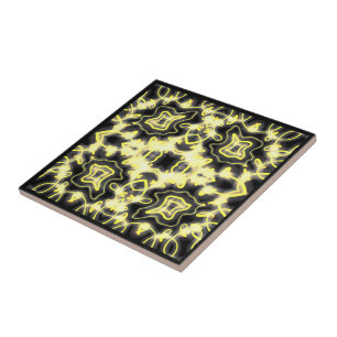Hang In There Neon Glow Sign Black And Yellow  Tile