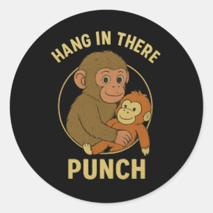 Hang In There Punch – Monkey on Vine Swing Classic Round Sticker