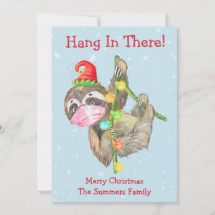 Hang in There Sloth 2021 Christmas Face mask Holiday Card