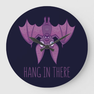 Hang In There Wacky Vampire Bat Large Clock