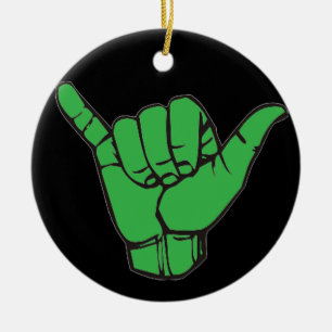 Hang Loose Green Ceramic Ornament