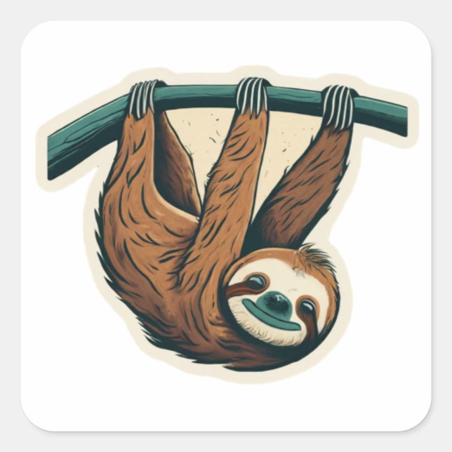 Hang Loose with the Hangin' Sloth Square Sticker (Front)