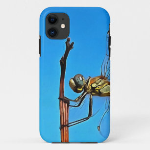 Hang On Artistic Dragonfly Against Cerulean Blue iPhone 11 Case