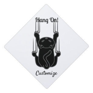 Hang On Black Cat Thunder_Cove Graduation Cap Topper