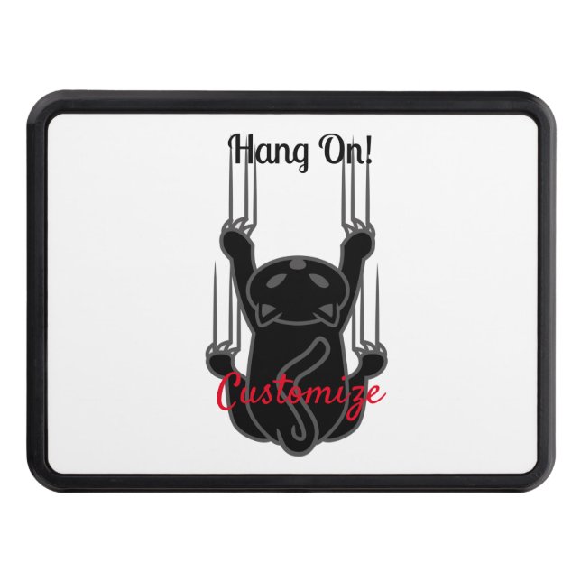Hang On Black Cat Thunder_Cove Trailer Hitch Cover (Front)