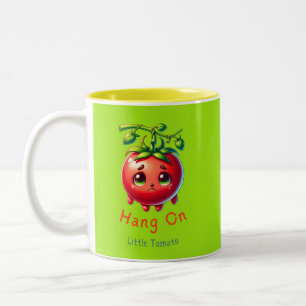 Hang on Little Tomato, Tomato Lover Gift, Two-Tone Coffee Mug