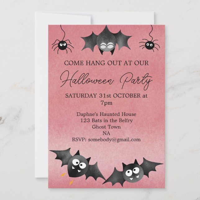 Hang out with the Bats Halloween Invitation (Front)
