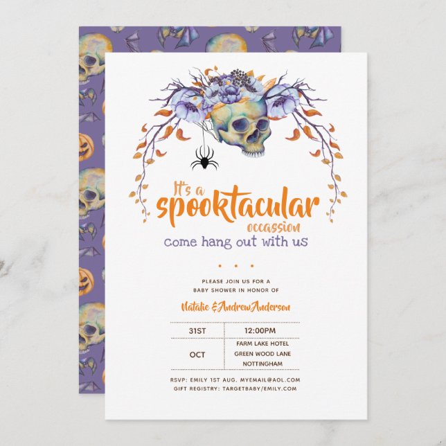 Hang Out With Us Spooktacular Halloween GothSpider Invitation (Front/Back)