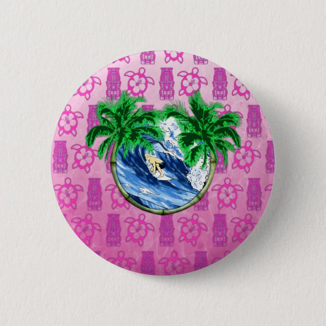 Hang Ten 2 Inch Round Button (Front)