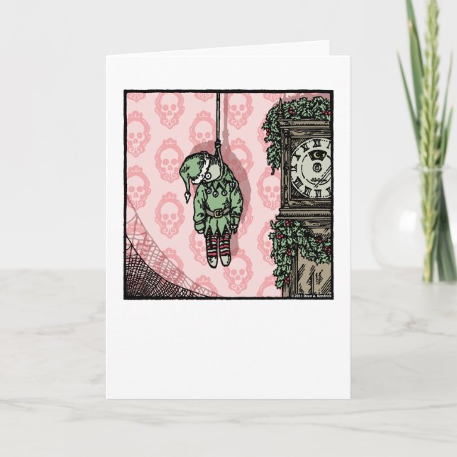 Hanged Elf Doll - Blank Inside Pop Goth Holiday Card (Front)