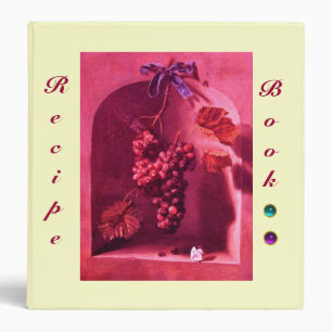 HANGED GRAPES RUSTIC KITCHEN PINK RECIPE BOOK BINDER