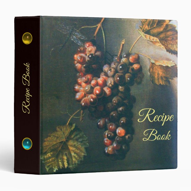 HANGED GRAPES RUSTIC KITCHEN RECIPE BOOK BINDER (Front/Spine)