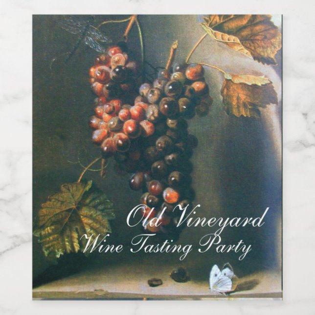 HANGED GRAPES RUSTIC RED WINE TASTING PARTY WINE LABEL (Single Label)