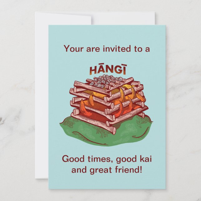 Hangi Maori Cooking Food Kai Invitation (Front)