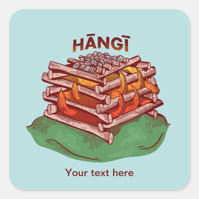 Hangi Maori Cooking Food Kai Square Sticker (Front)
