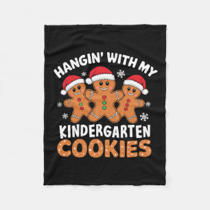 Hangin My Kindergarten Cookie Gingerbread Christma Fleece Blanket