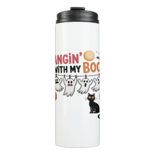 Hangin With My Boos Ghost Holding Black Cat Funny  Thermal Tumbler