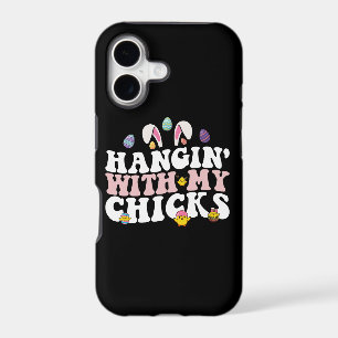 Hangin' With My Chicks Easter Bunny Groovy Retro