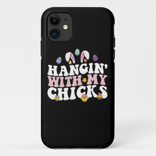 Hangin' With My Chicks Easter Bunny Groovy Retro iPhone 11 Case