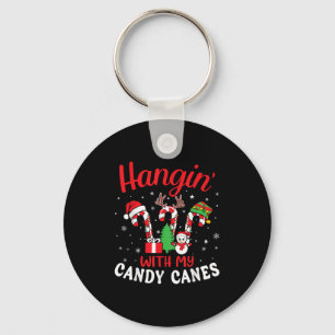 Hangin With My Christmas Candy Canes Crew Lovers T Keychain