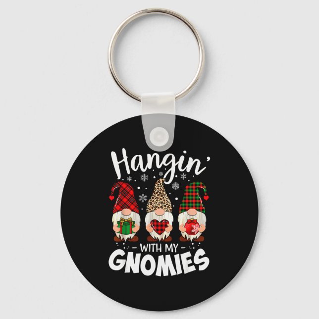 Hangin With My Gnomie Leopard Women Christmas Gnom Keychain (Front)