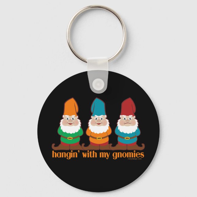 Hangin' With My Gnomies Blue Keychain (Front)