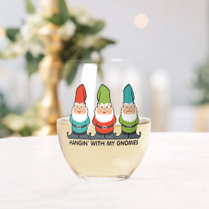 Hangin' With My Gnomies Stemless Wine Glass