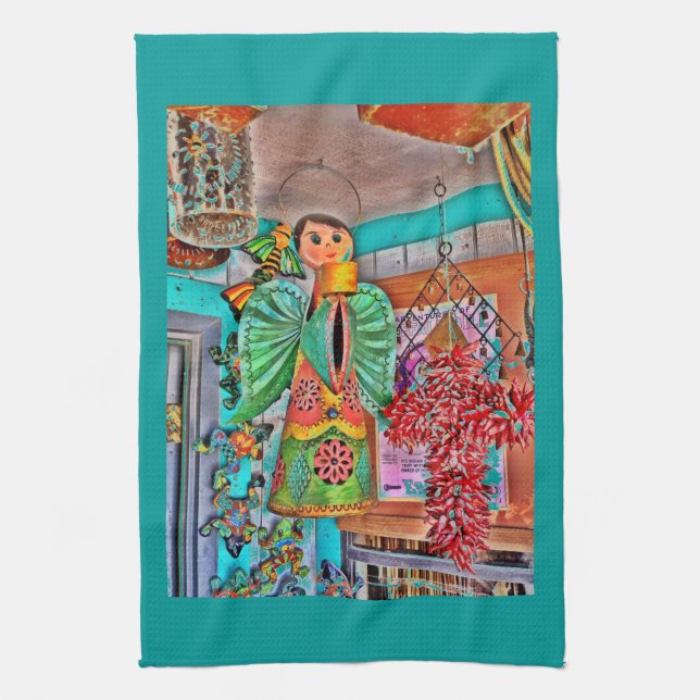 Hanging Angel Metal Art Chili Peppers Painted Frog Kitchen Towel (Vertical)