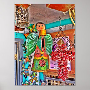 Hanging Angel Metal Art Chili Peppers Painted Frog Poster